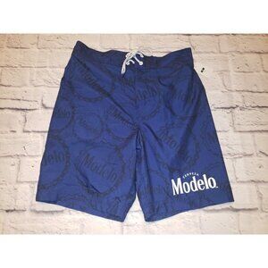 Nwt Mens Modelo Elastic Waist Soft Graphic Print Swim Shorts Blue Size Small